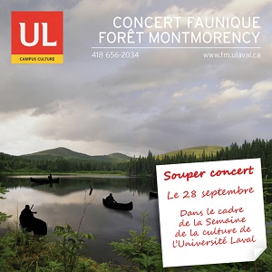 Concert faunique-Forêt Montmorency le 28 septembre dans le cadre de la semaine de la culture ULaval